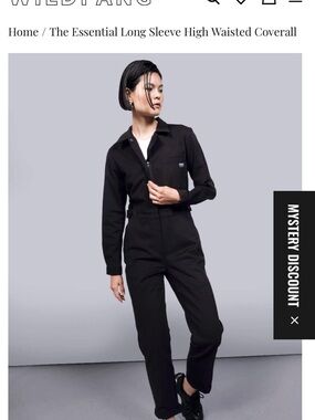 Wildfang Black Long-Sleeve High-Waisted Coverall Jumpsuit
